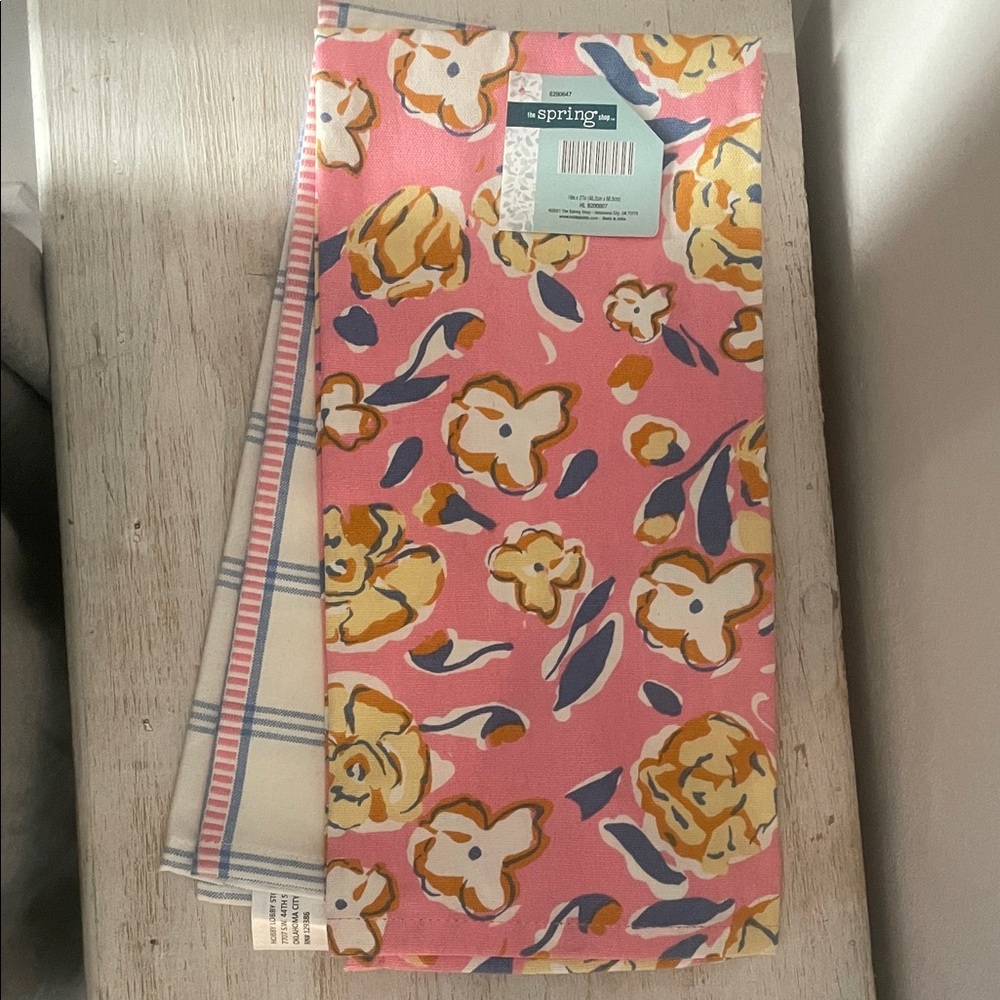 The Spring Shop Pink and Yellow Floral Kitchen Towel Set